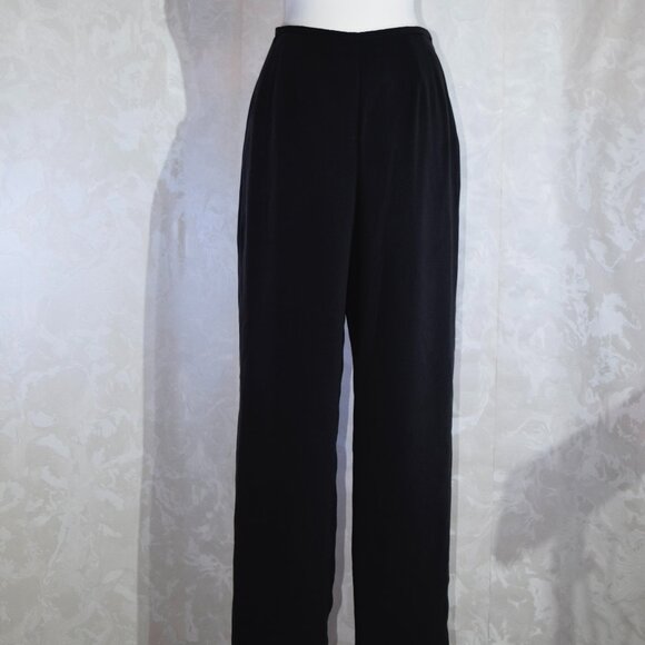 Talbots 100% Pure Silk Black Lined Straight Leg Dress Pants | Size 8 - Picture 2 of 7